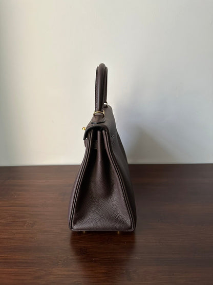 HM ケリー 28cm チョコレート トーゴ ゴールド金具