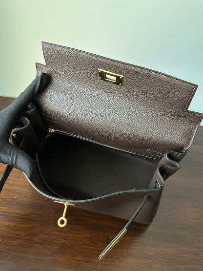 HM ケリー 28cm チョコレート トーゴ ゴールド金具