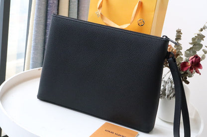 POCHETTE TAKEOFF 30 AEROGRAMME EN CUIR DE VEAU NOIR