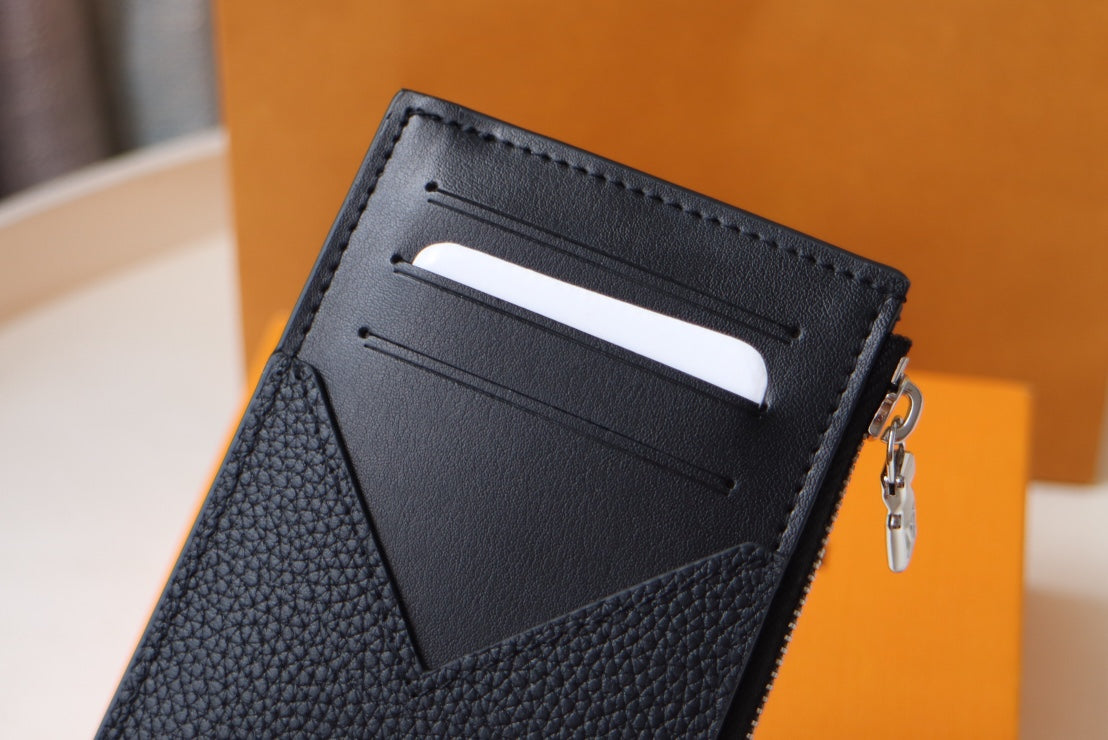 PORTE-CARTES 8 PIÈCES EN CUIR DE VEAU AÉROGRAMME NOIR