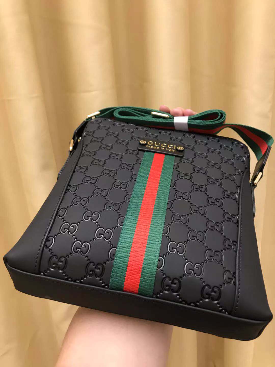 GG CROSSBODY BLACK RED LEATHER