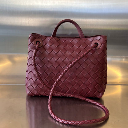 BV PETIT ANDIAMO 25CM CUIR D'AGNEAU ROUGE FONCÉ 