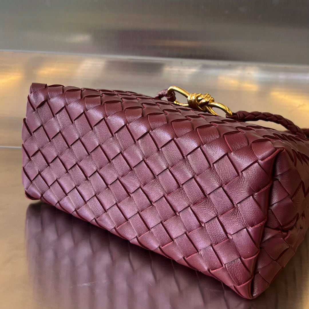 BV PETIT ANDIAMO 25CM CUIR D'AGNEAU ROUGE FONCÉ 