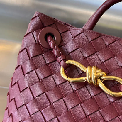 BV PETIT ANDIAMO 25CM CUIR D'AGNEAU ROUGE FONCÉ 