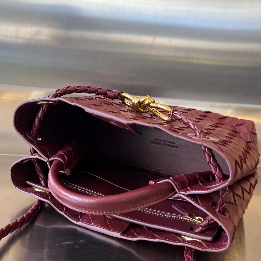 BV PETIT ANDIAMO 25CM CUIR D'AGNEAU ROUGE FONCÉ 
