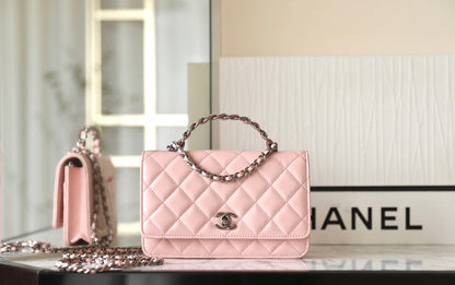 CC WOC 19 PEAU D'AGNEAU ROSE QUINCAILLERIE ARGENTÉE 