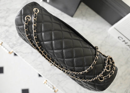 フラップバッグ マキシ 40cm ブラック キャビア シルバー金具