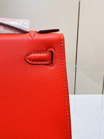 HM ケリー ポシェット 22cm レッド スイフト ゴールド金具