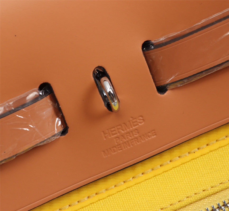 HM HERBAG ZIP 31 TOILE CITRON ET BRONZE