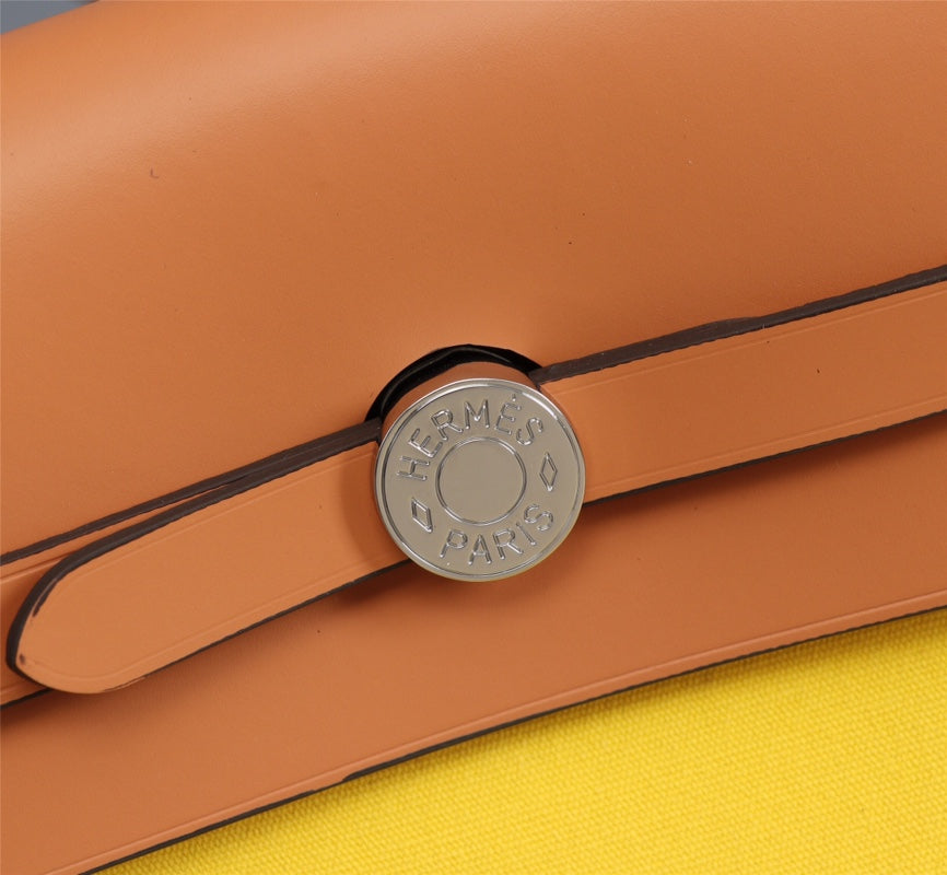 HM HERBAG ZIP 31 TOILE CITRON ET BRONZE