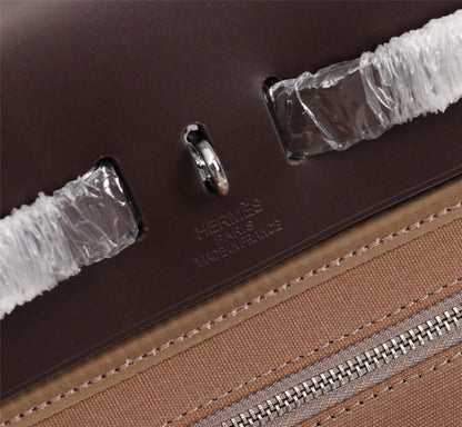 HM HERBAG ZIP 31 TOILE MARRON ET CHOCOLAT