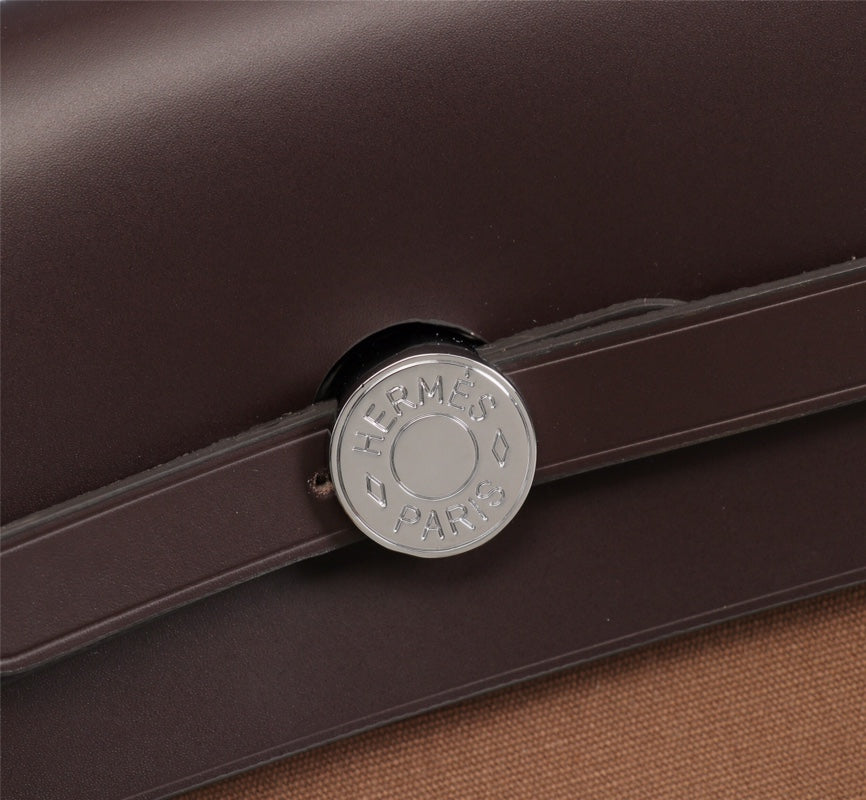 HM HERBAG ZIP 31 TOILE MARRON ET CHOCOLAT