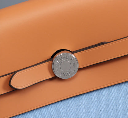 HM HERBAG ZIP 31 TOILE CIEL ET BRONZE