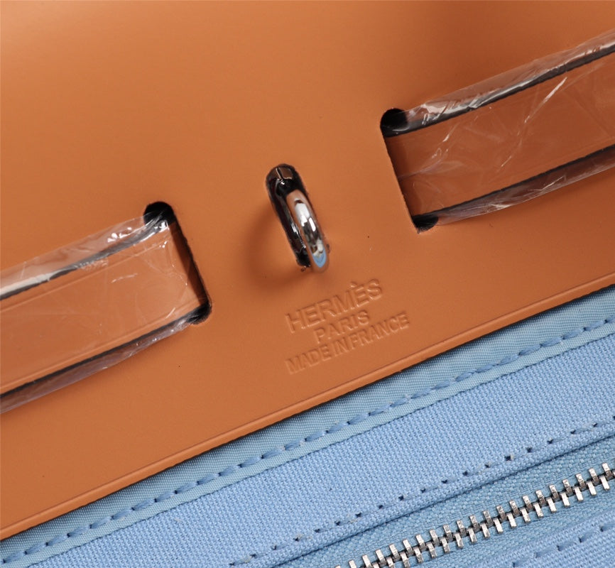 HM HERBAG ZIP 31 TOILE CIEL ET BRONZE