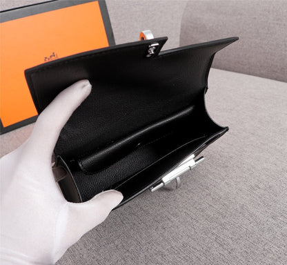 MINI SAC HM VERROU 17 EN CUIR DE VEAU NOIR