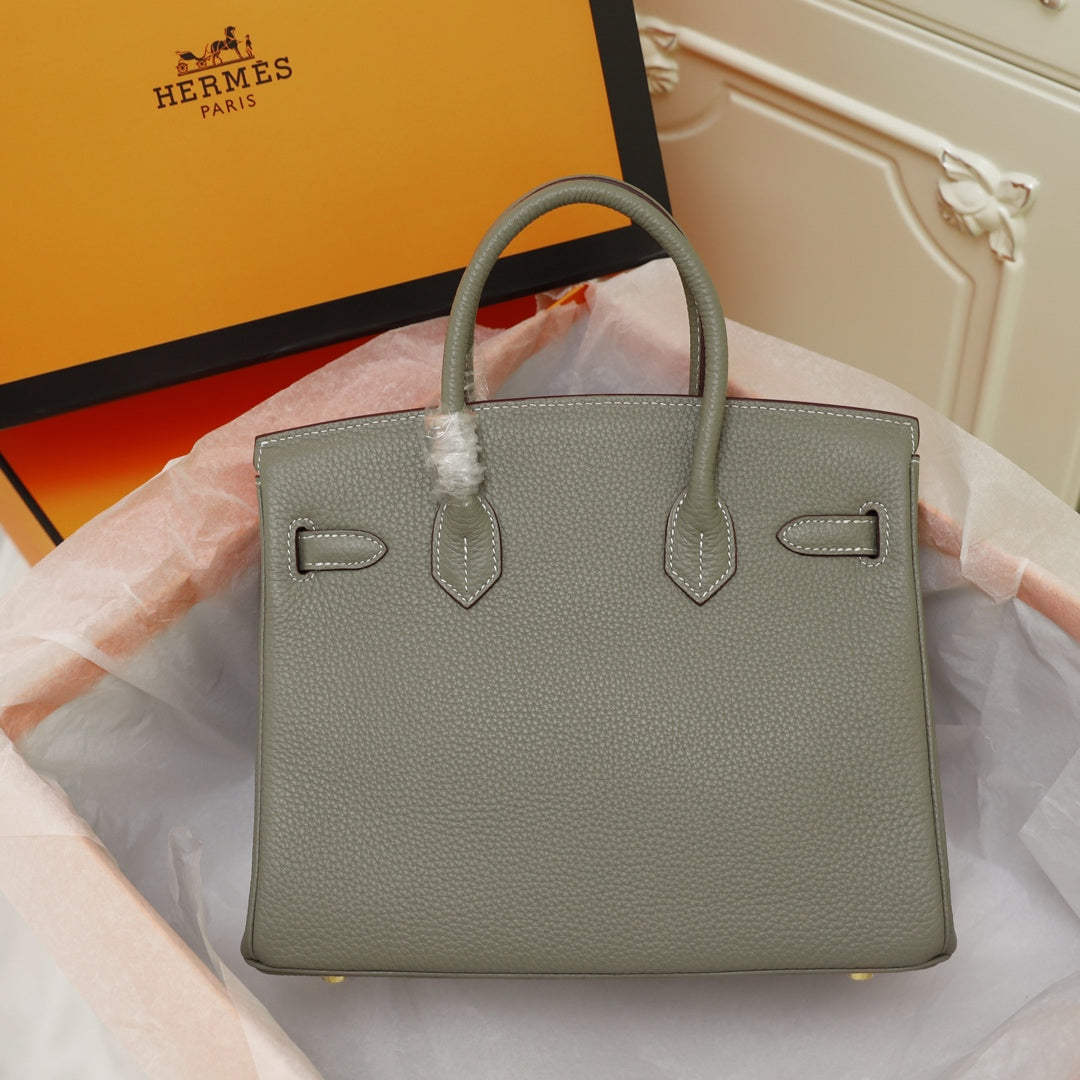 SAC HM BIRKIN 30 OLIVE TOGO QUINCAILLERIE OR