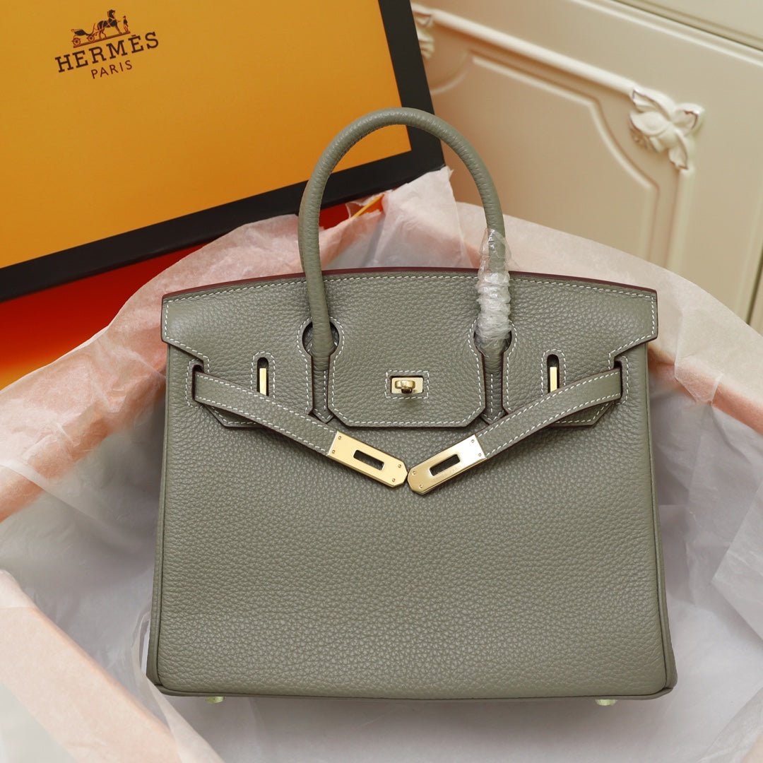 SAC HM BIRKIN 35 OLIVE TOGO QUINCAILLERIE OR