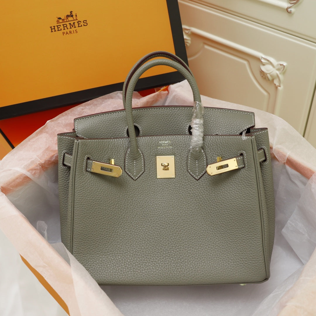 SAC HM BIRKIN 35 OLIVE TOGO QUINCAILLERIE OR