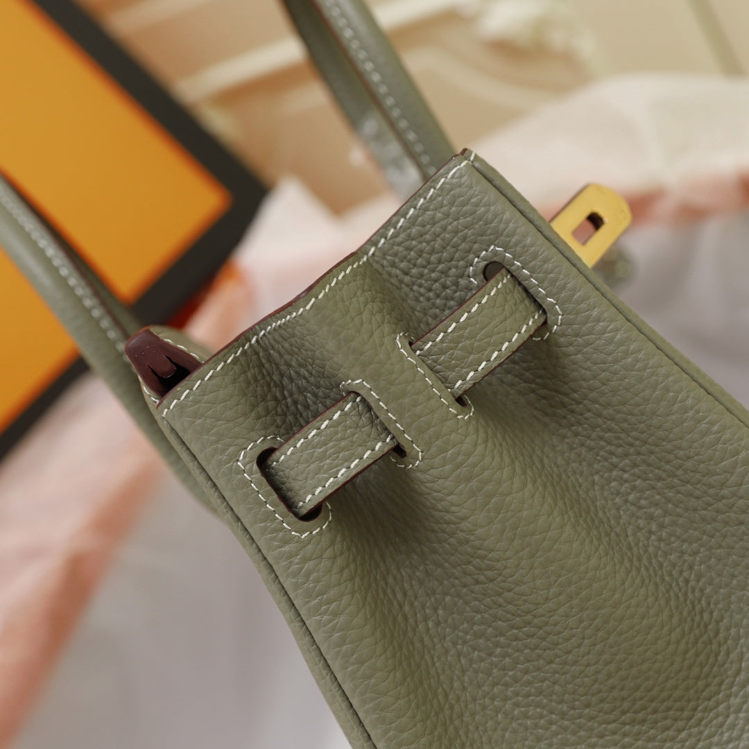 SAC HM BIRKIN 30 OLIVE TOGO QUINCAILLERIE OR