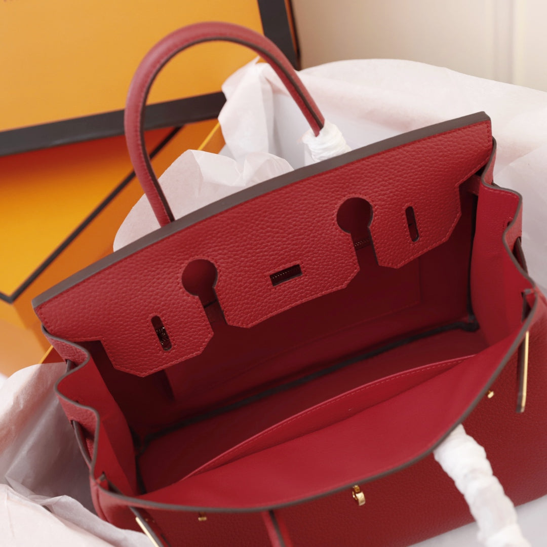 SAC HM BIRKIN 35 CRIMSON TOGO QUINCAILLERIE OR