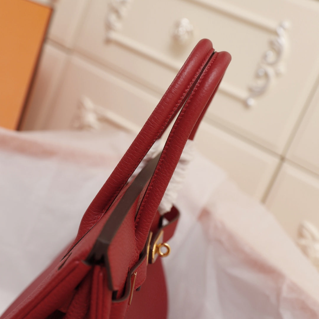 SAC HM BIRKIN 35 CRIMSON TOGO QUINCAILLERIE OR