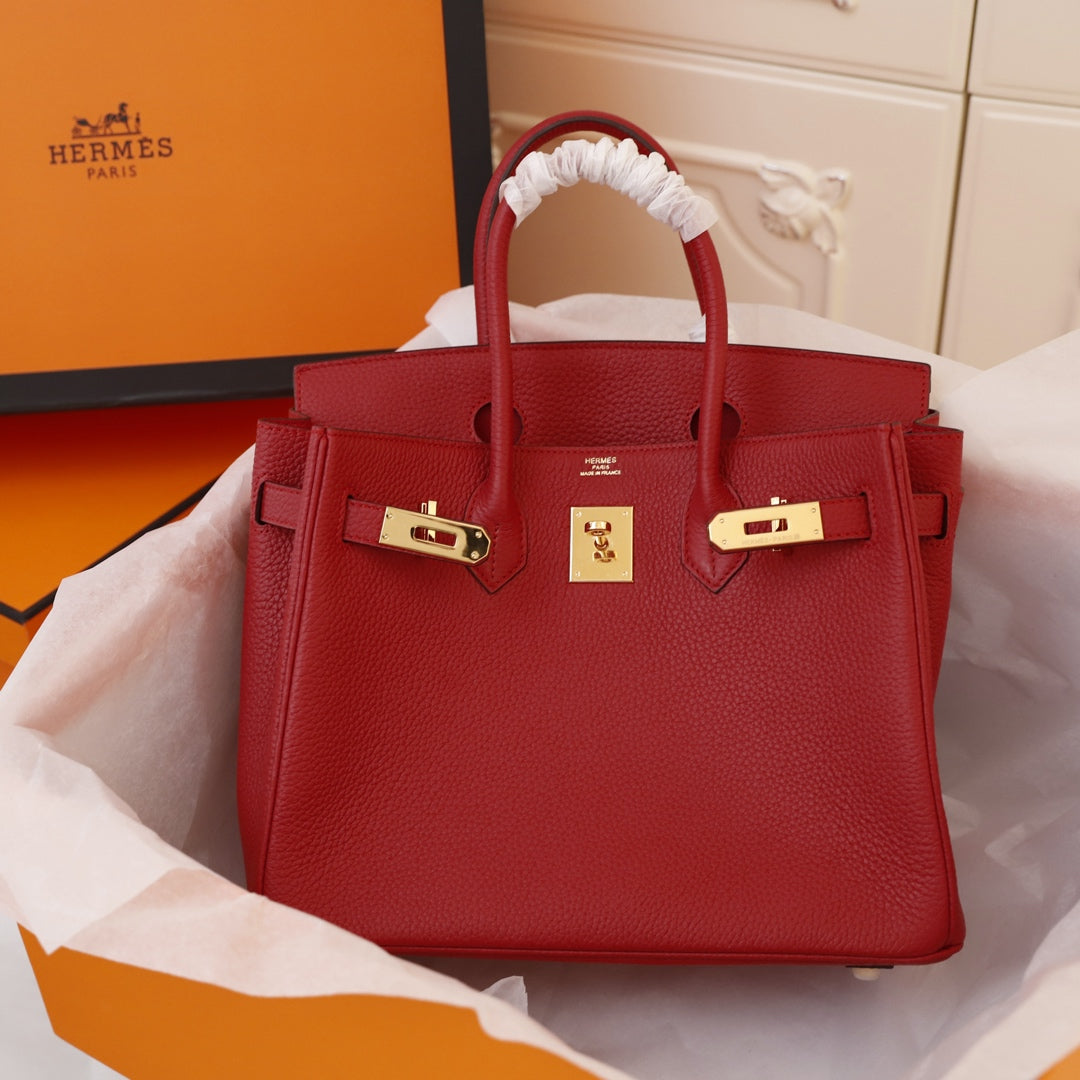 SAC HM BIRKIN 35 CRIMSON TOGO QUINCAILLERIE OR