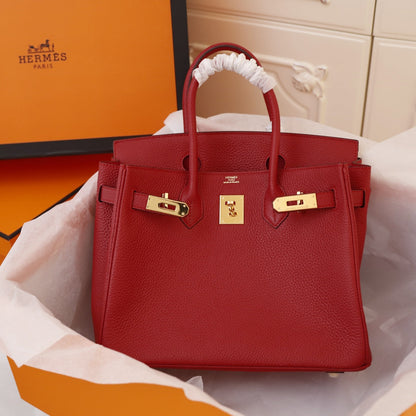 SAC HM BIRKIN 35 CRIMSON TOGO QUINCAILLERIE OR