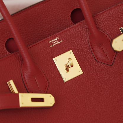 SAC HM BIRKIN 35 CRIMSON TOGO QUINCAILLERIE OR