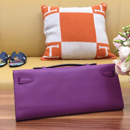 HM Kelly Cut 31 cm Cuir Swift Violet Ghw