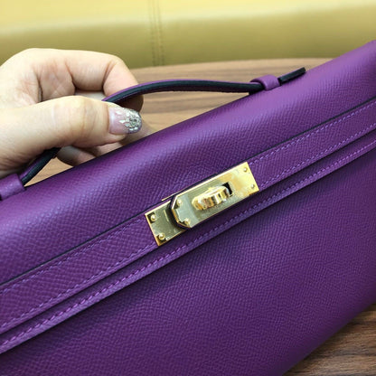 HM Kelly Cut 31 cm Cuir Swift Violet Ghw