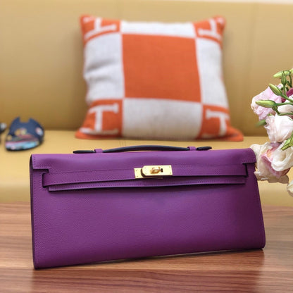 HM Kelly Cut 31 cm Cuir Swift Violet Ghw