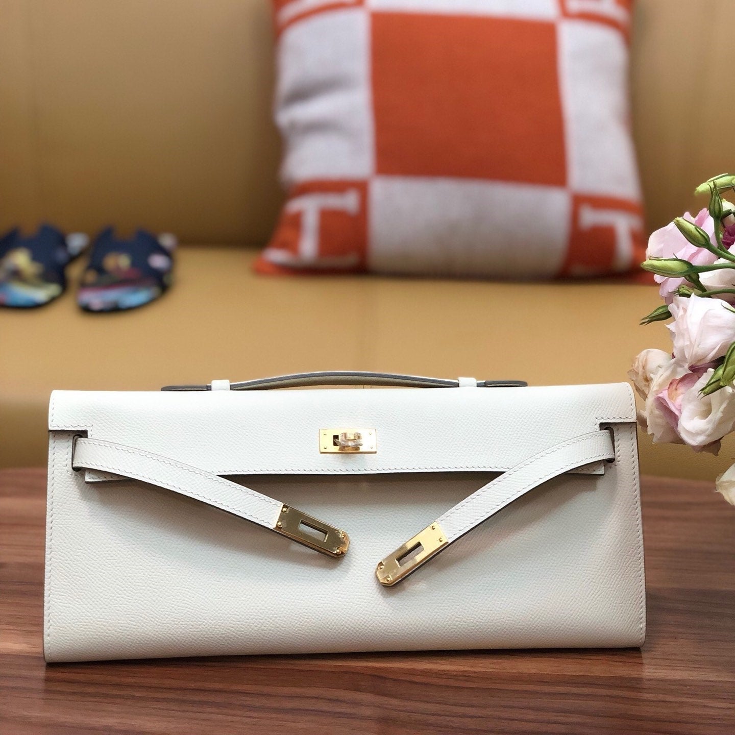HM ケリーカット 31cm ホワイト スウィフトレザー グレー