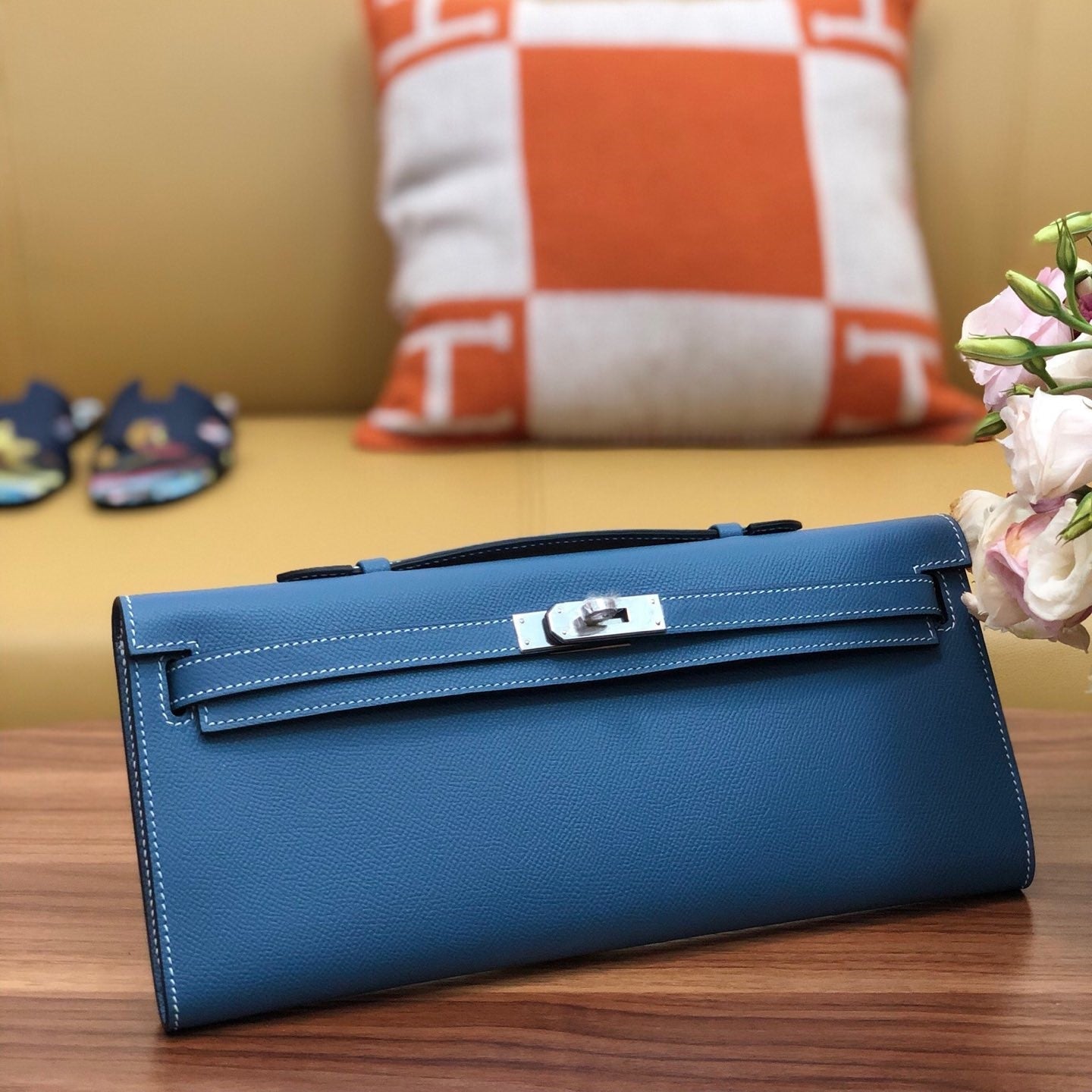 HM ケリーカット 31cm ブルー スウィフト レザー ショーツ