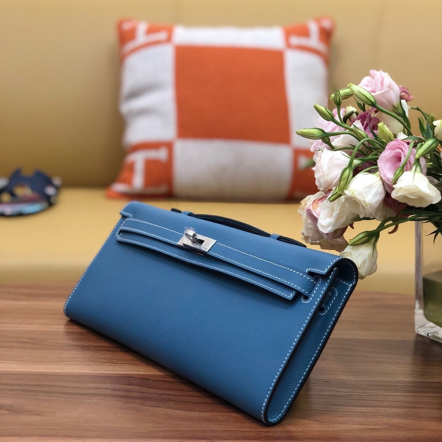 HM ケリーカット 31cm ブルー スウィフト レザー ショーツ
