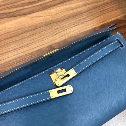 HM ケリーカット 31cm ブルー スウィフト レザー グレー