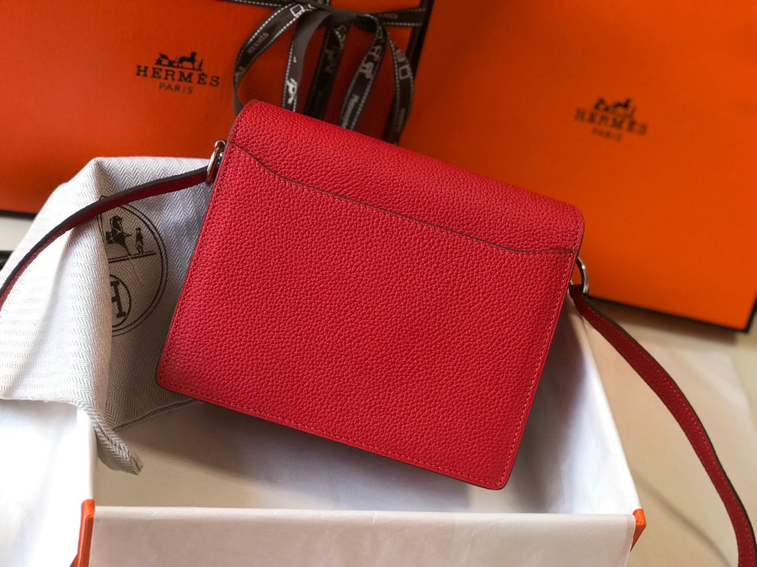 HM SAC ROULIS 18 CUIR TOGO ROUGE