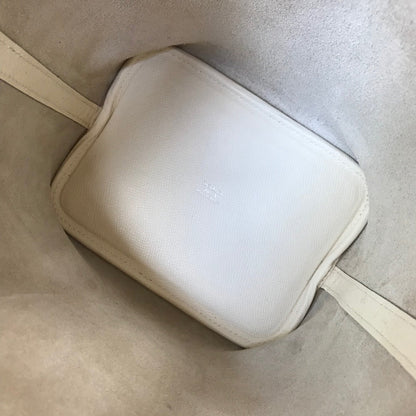 HM PICOTIN LOCK 18 EPSOM BLANC AVEC SANGLE TRESSE