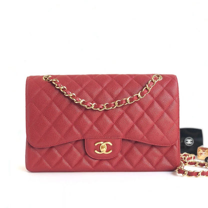 SAC À RABAT JUMBO 30CM ROUGE CAVIAR QUINCAILLERIE OR