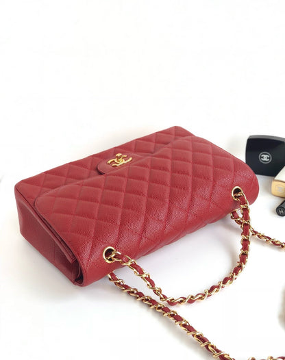SAC À RABAT JUMBO 30CM ROUGE CAVIAR QUINCAILLERIE OR