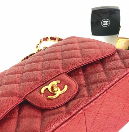 SAC À RABAT JUMBO 30CM ROUGE CAVIAR QUINCAILLERIE OR