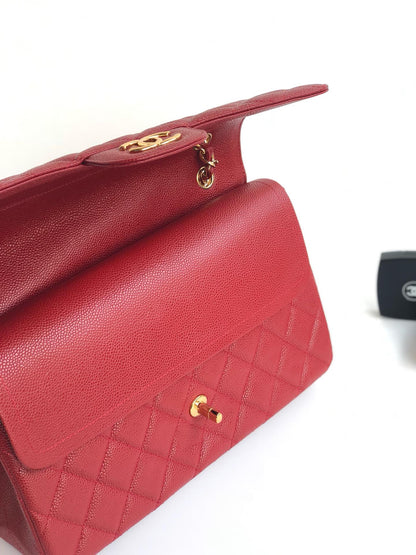 SAC À RABAT JUMBO 30CM ROUGE CAVIAR QUINCAILLERIE OR