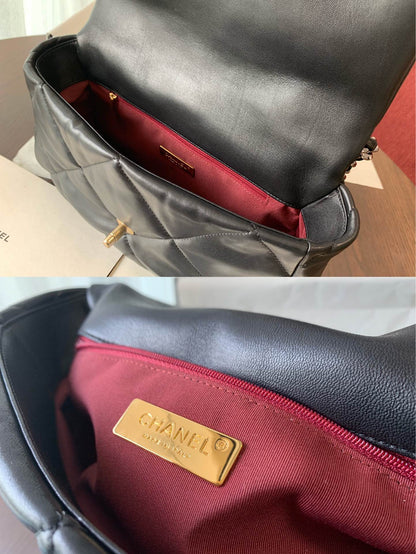 19 フラップバッグ 30 ブラック ゴートスキン ゴールド金具