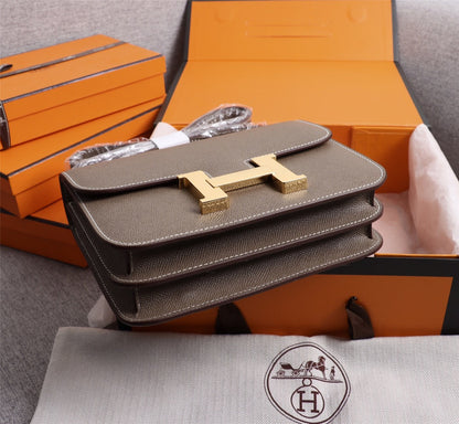 HM コンスタンスバッグ 22 チョコレート エプソム ゴールド金具