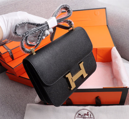 SACS HM CONSTANCE 22 NOIR EPSOM QUINCAILLERIE OR
