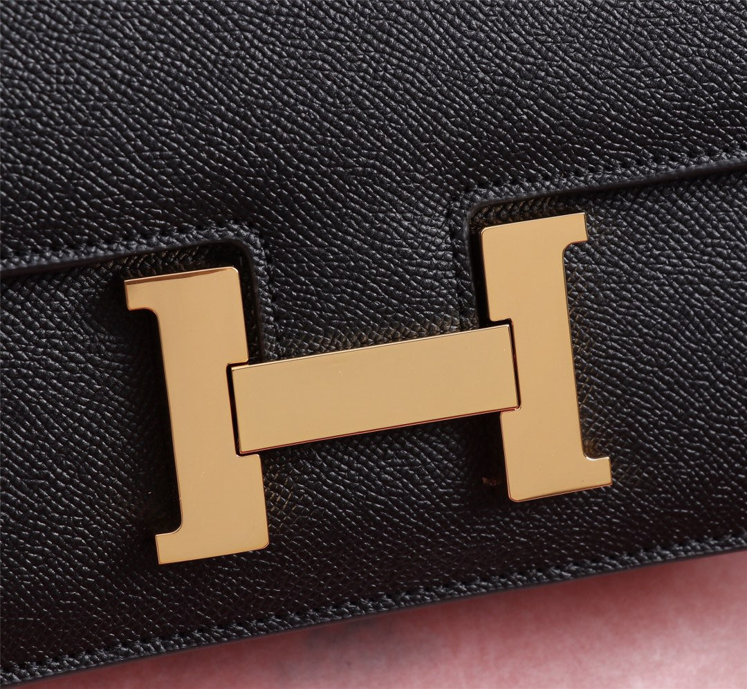 SACS HM CONSTANCE 22 NOIR EPSOM QUINCAILLERIE OR