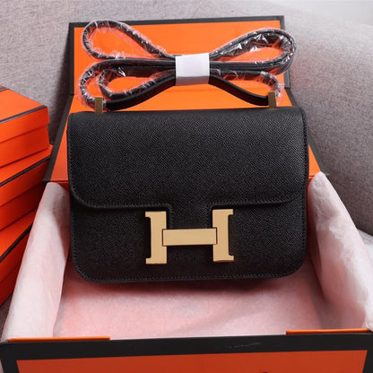 SACS HM CONSTANCE 19 NOIR EPSOM QUINCAILLERIE OR
