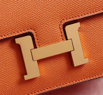 SACS HM CONSTANCE 19 ORANGE EPSOM QUINCAILLERIE OR