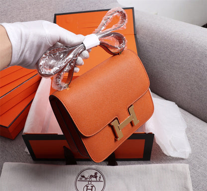 SACS HM CONSTANCE 19 ORANGE EPSOM QUINCAILLERIE OR