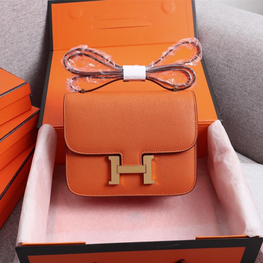 SACS HM CONSTANCE 22 ORANGE EPSOM QUINCAILLERIE OR