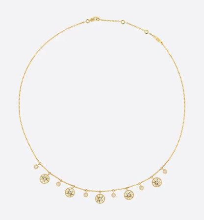 COLLIER ROSE DES VENTS OR JAUNE, DIAMANTS ET NACRE